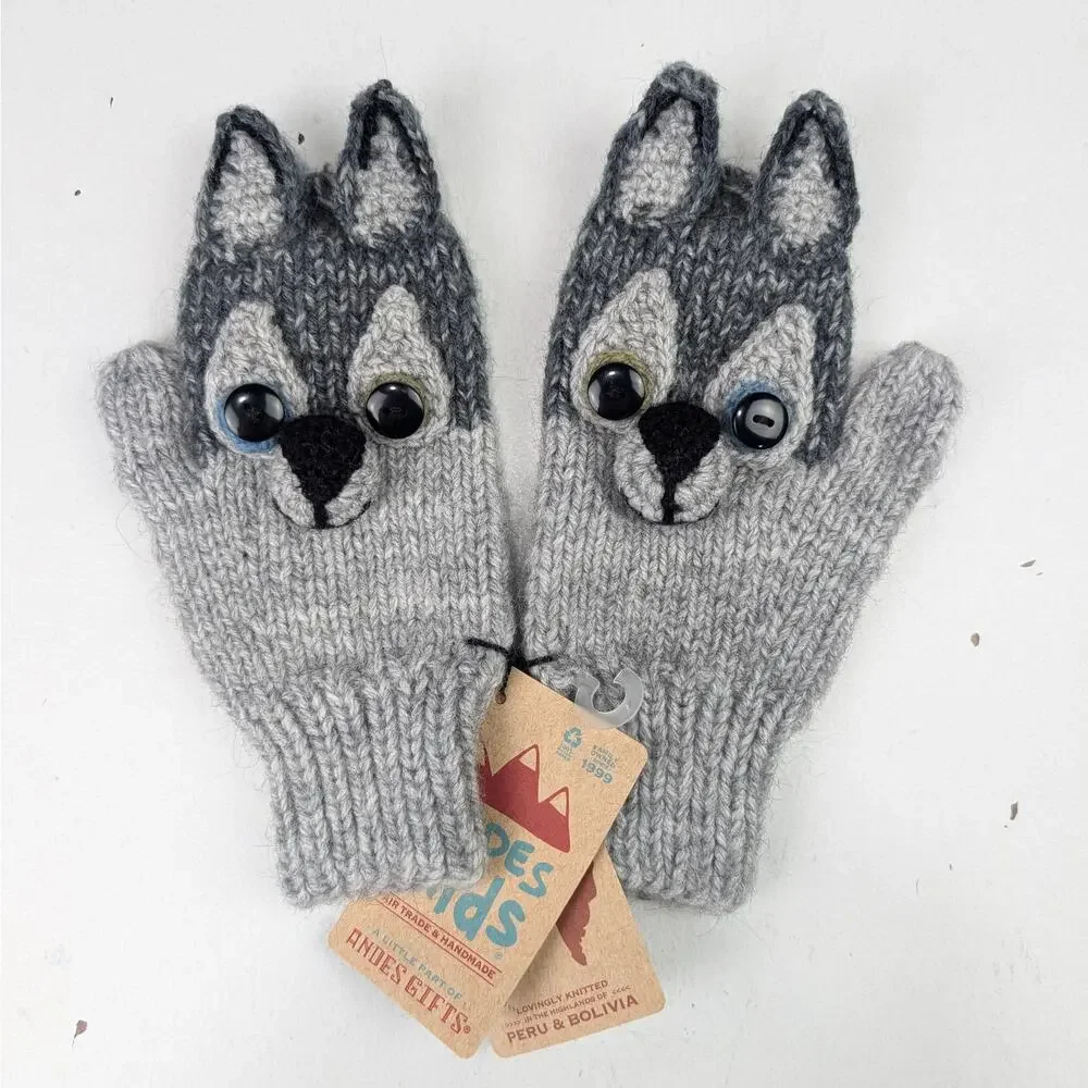 Andes Kids Handmade Wolf Mittens